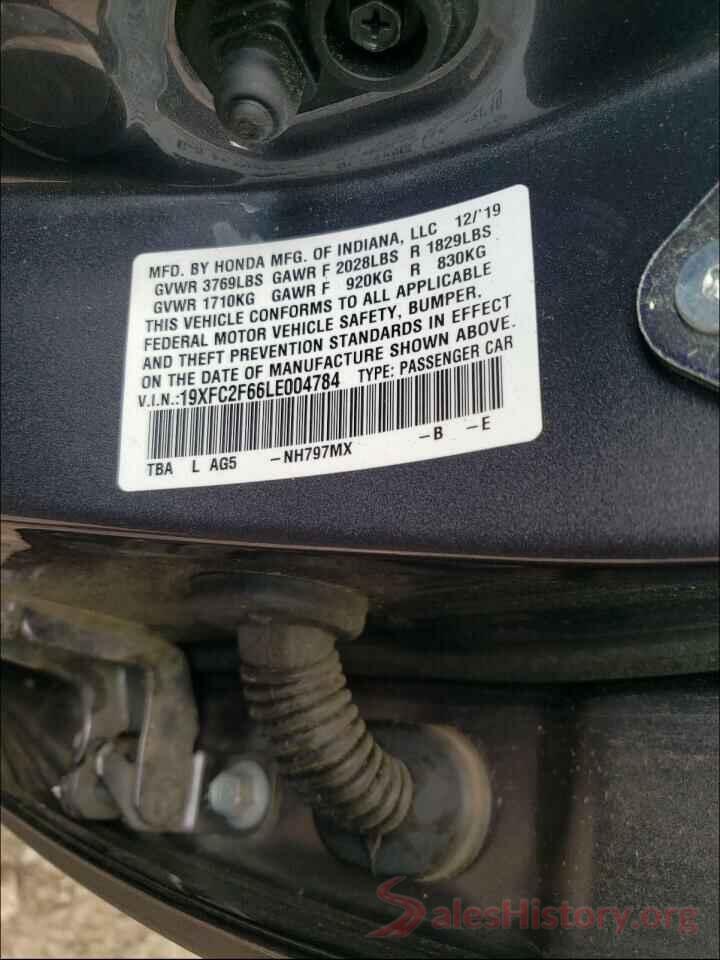 19XFC2F66LE004784 2020 HONDA CIVIC