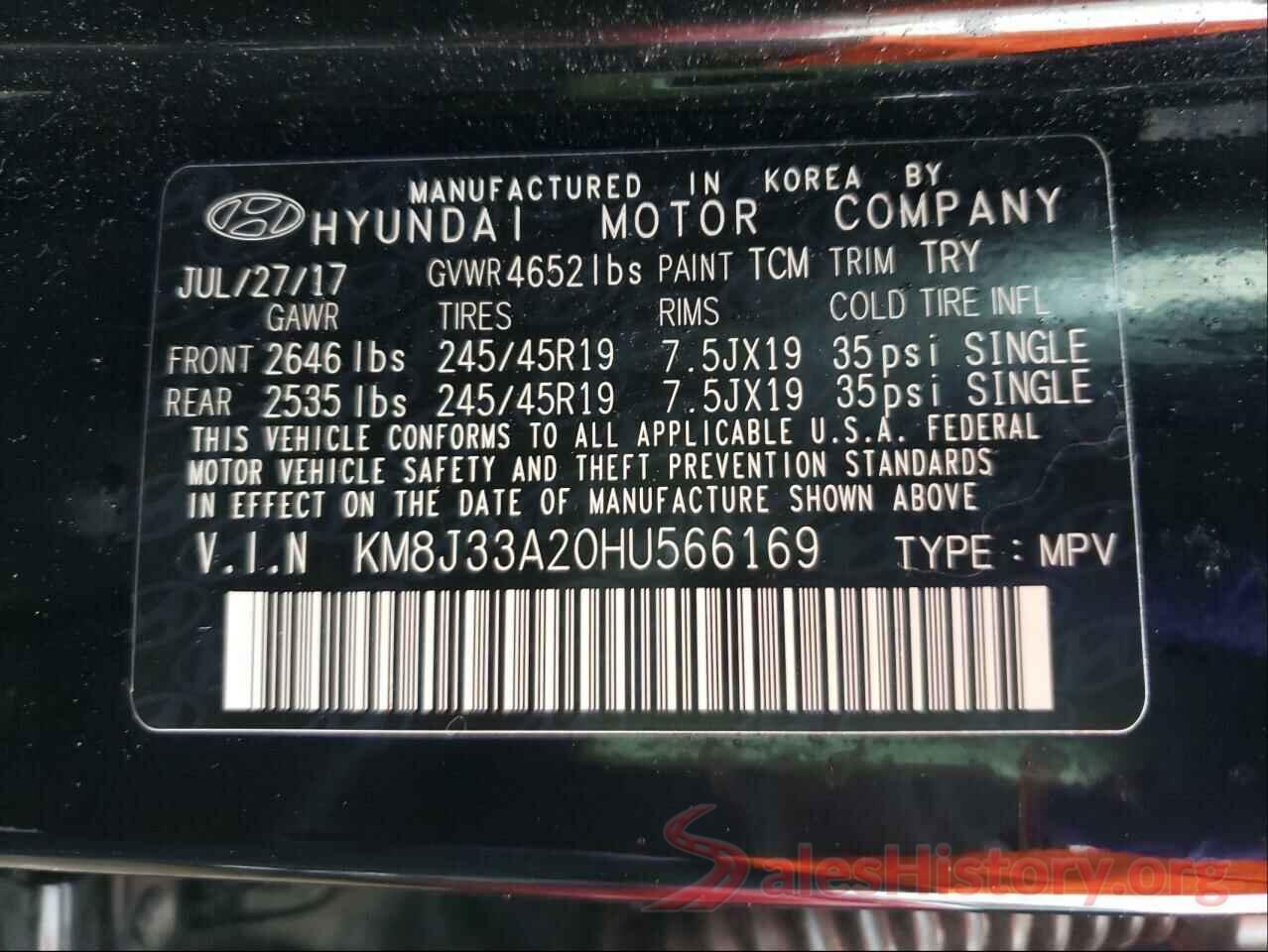 KM8J33A20HU566169 2017 HYUNDAI TUCSON