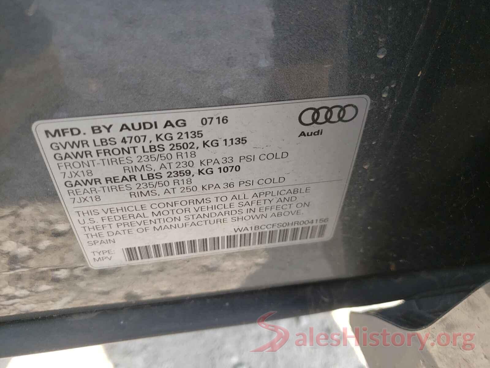 WA1BCCFS0HR004156 2017 AUDI Q3