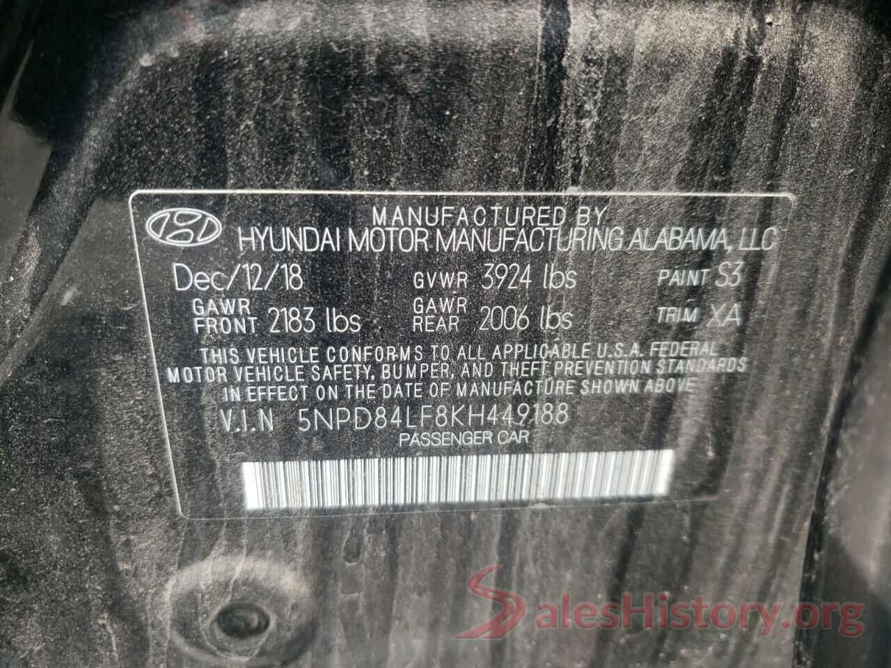 5NPD84LF8KH449188 2019 HYUNDAI ELANTRA