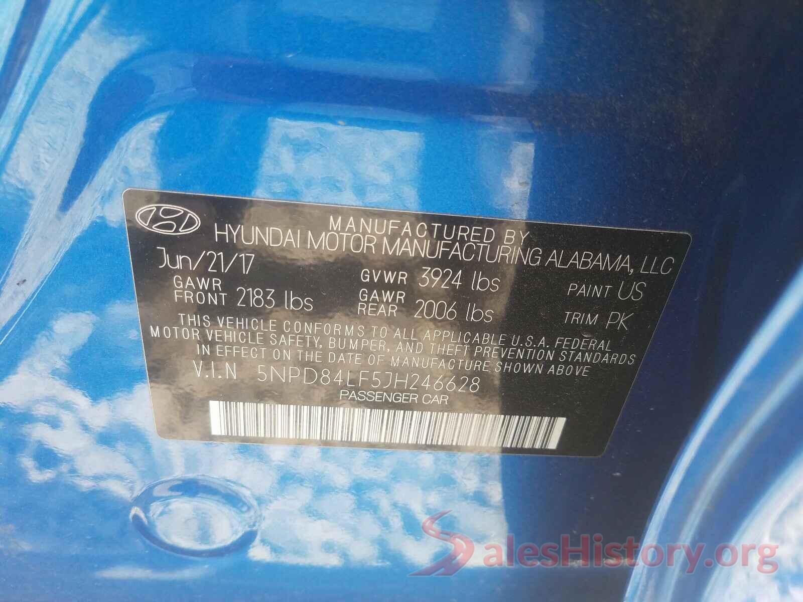 5NPD84LF5JH246628 2018 HYUNDAI ELANTRA