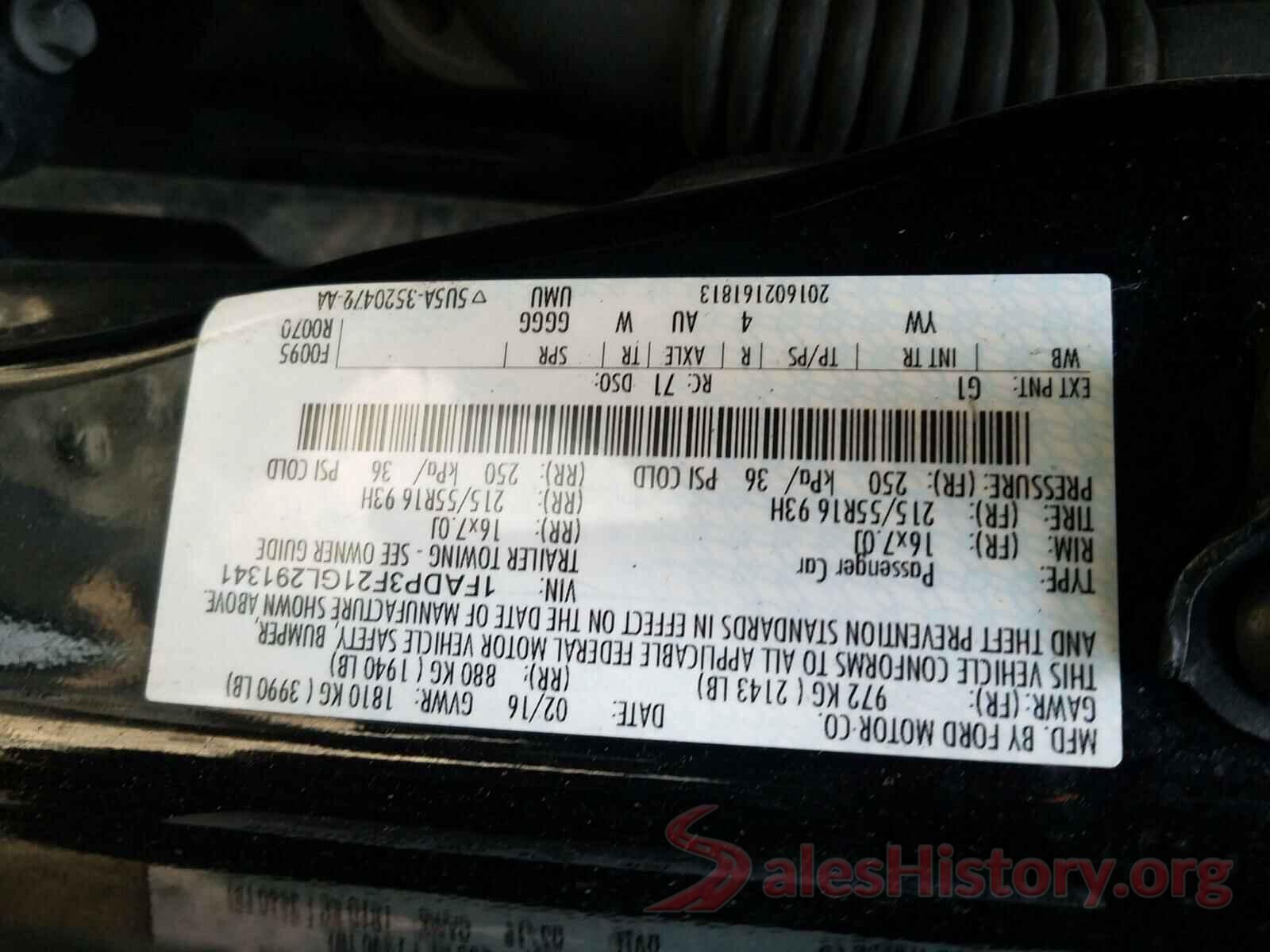 1FADP3F21GL291341 2016 FORD FOCUS