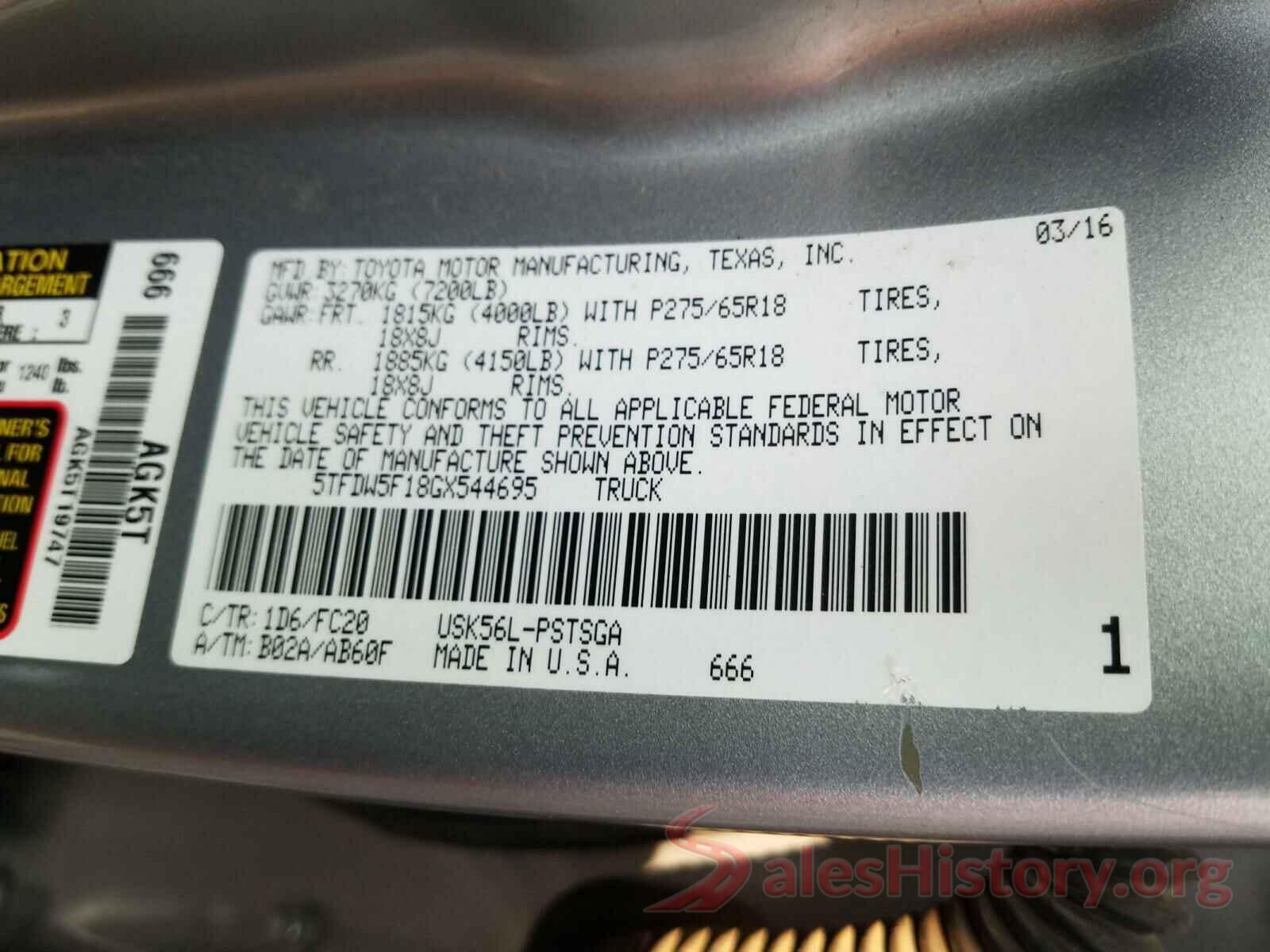 5TFDW5F18GX544695 2016 TOYOTA TUNDRA