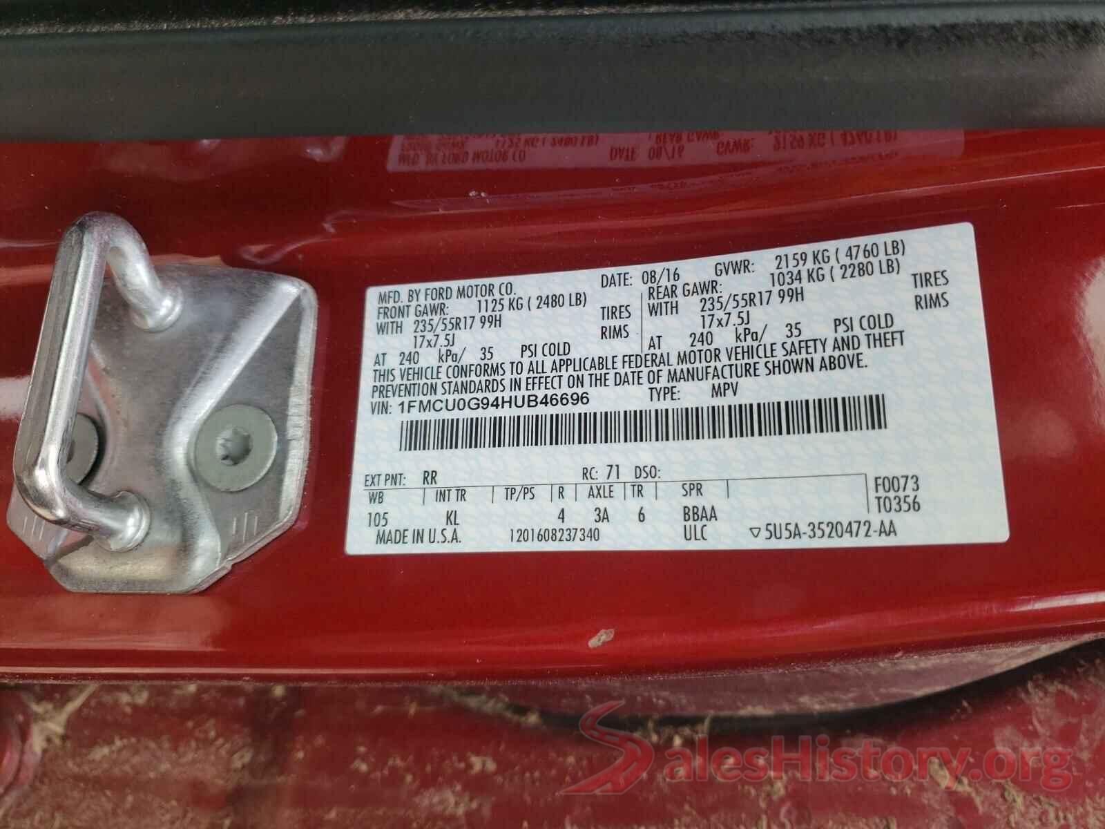 1FMCU0G94HUB46696 2017 FORD ESCAPE