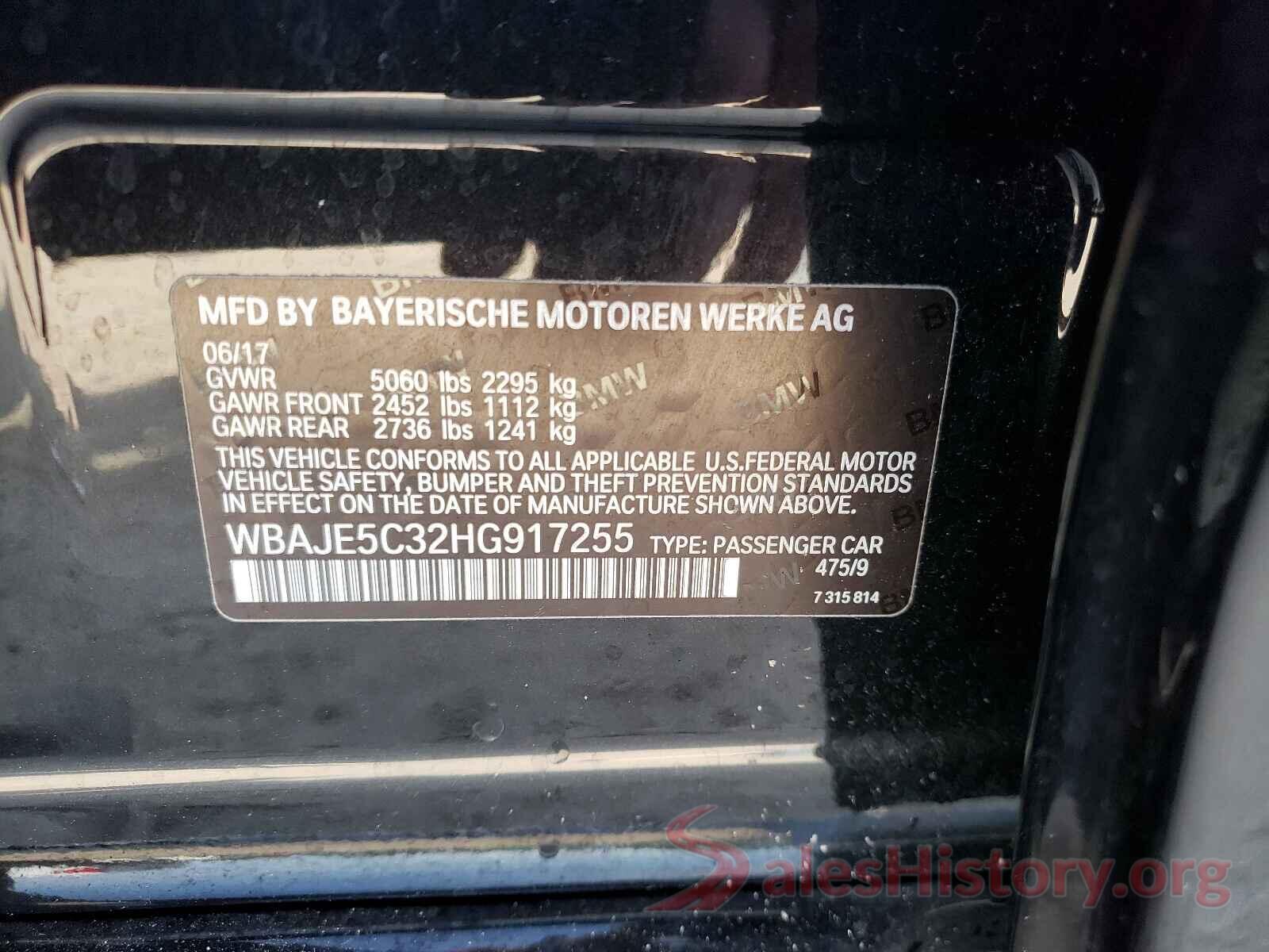 WBAJE5C32HG917255 2017 BMW 5 SERIES