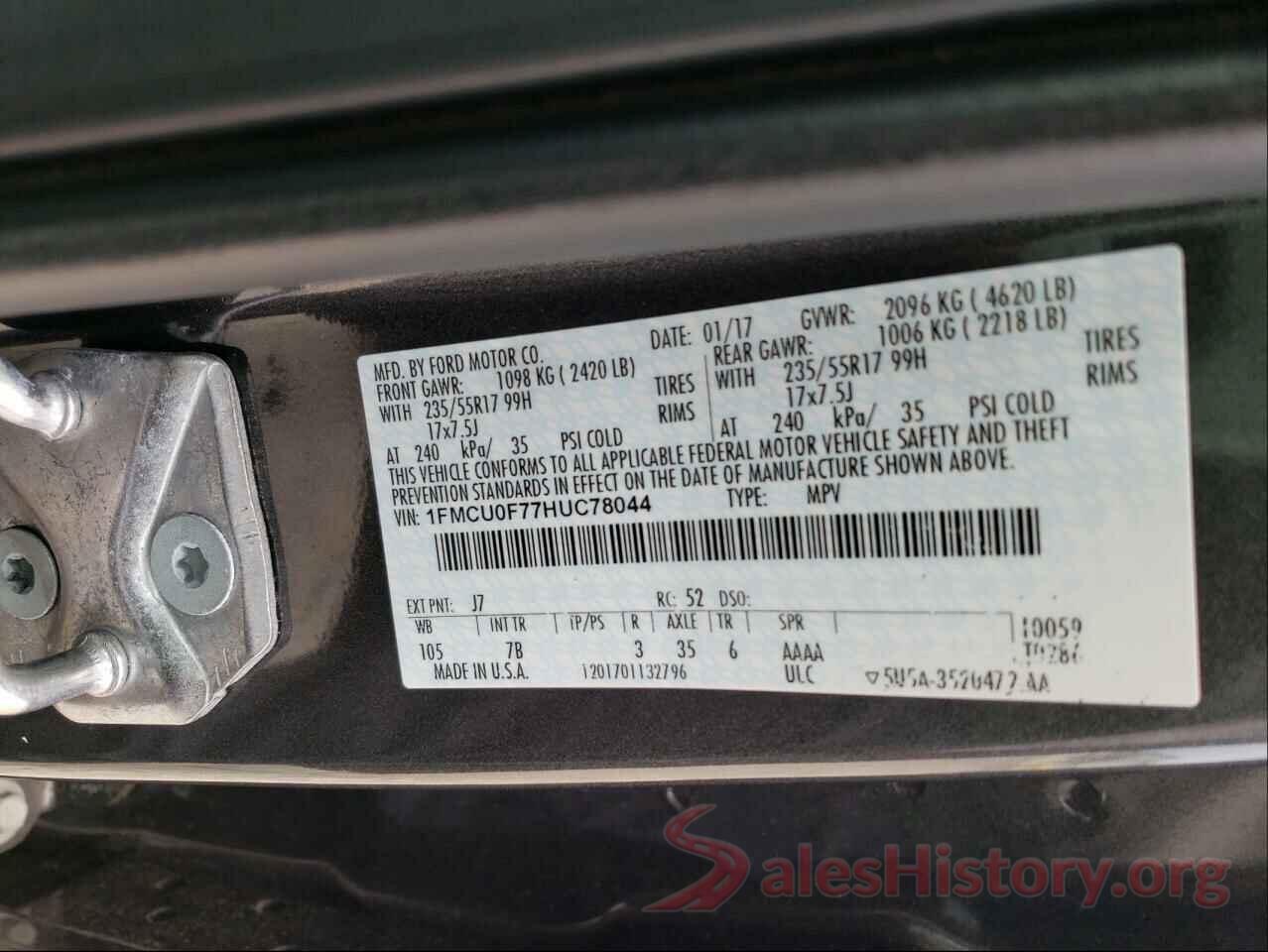 1FMCU0F77HUC78044 2017 FORD ESCAPE