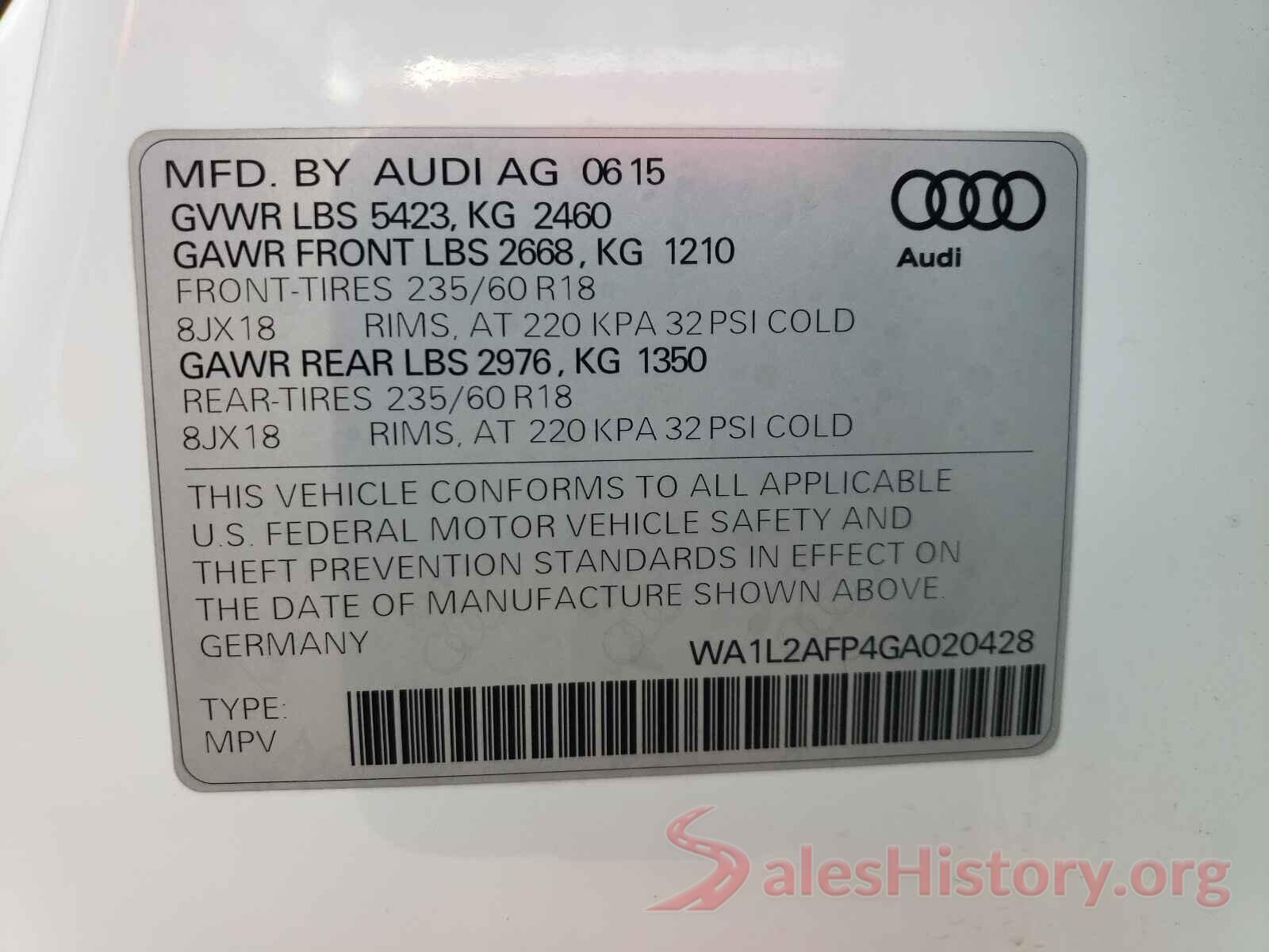 WA1L2AFP4GA020428 2016 AUDI Q5