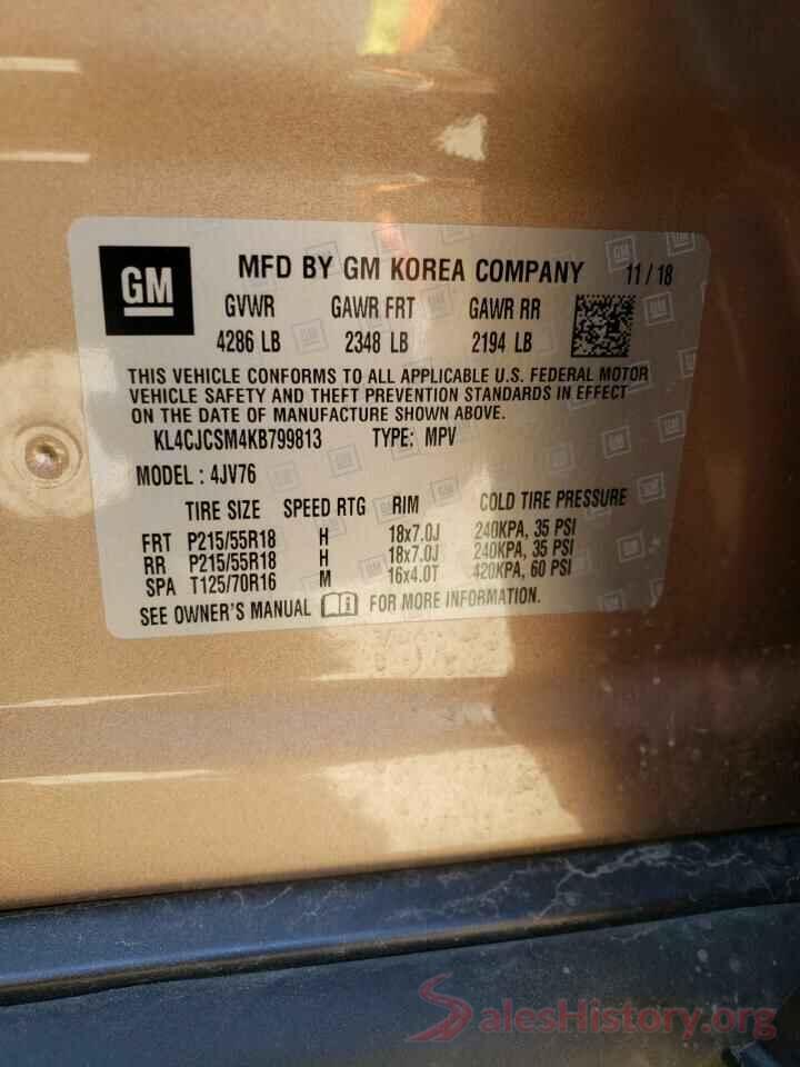 KL4CJCSM4KB799813 2019 BUICK ENCORE