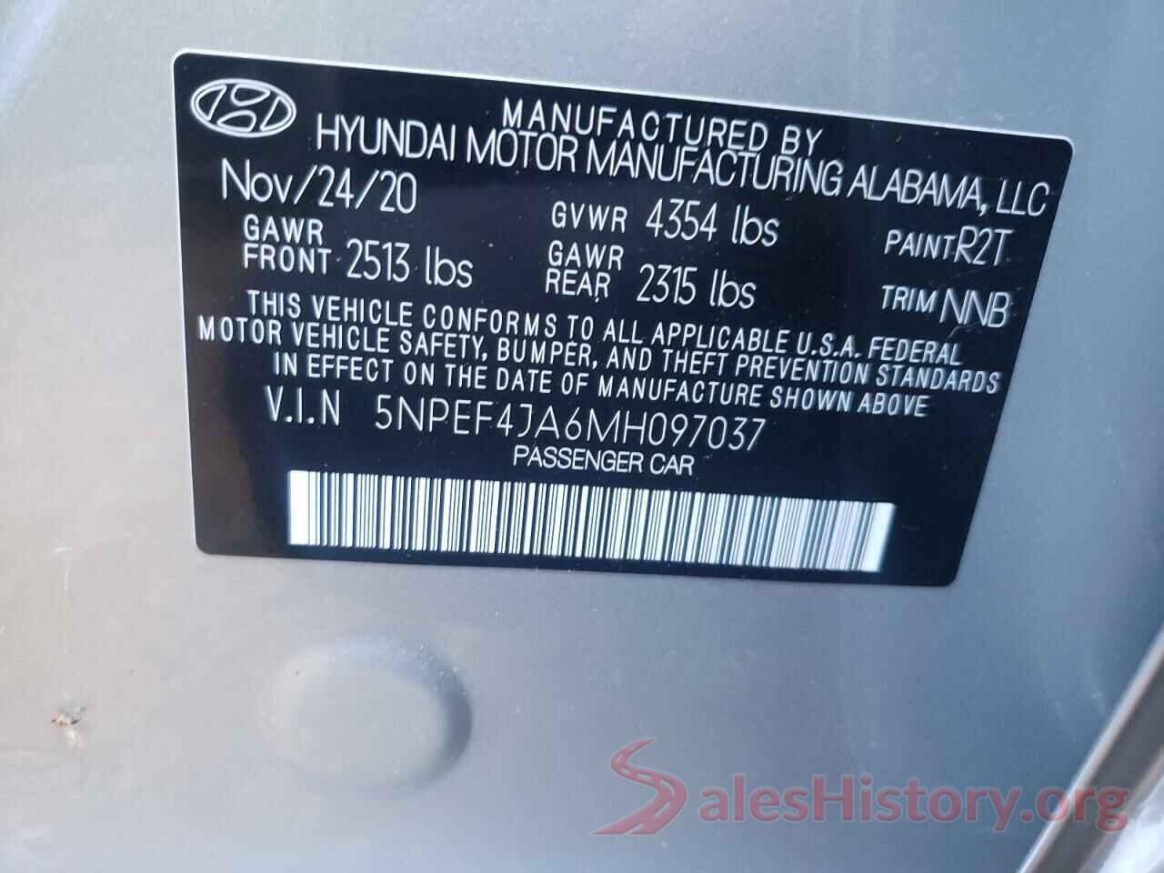 5NPEF4JA6MH097037 2021 HYUNDAI SONATA