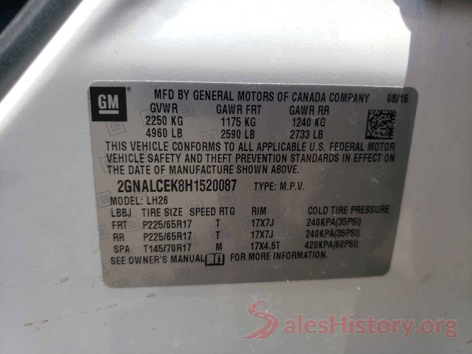 2GNALCEK8H1520087 2017 CHEVROLET EQUINOX