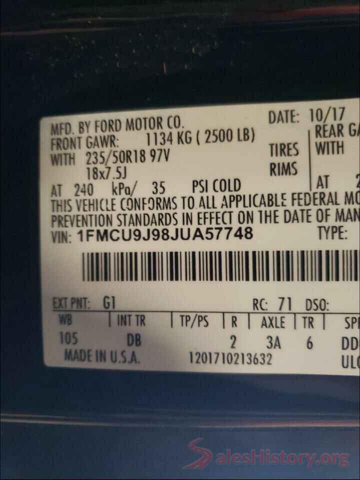 1FMCU9J98JUA57748 2018 FORD ESCAPE