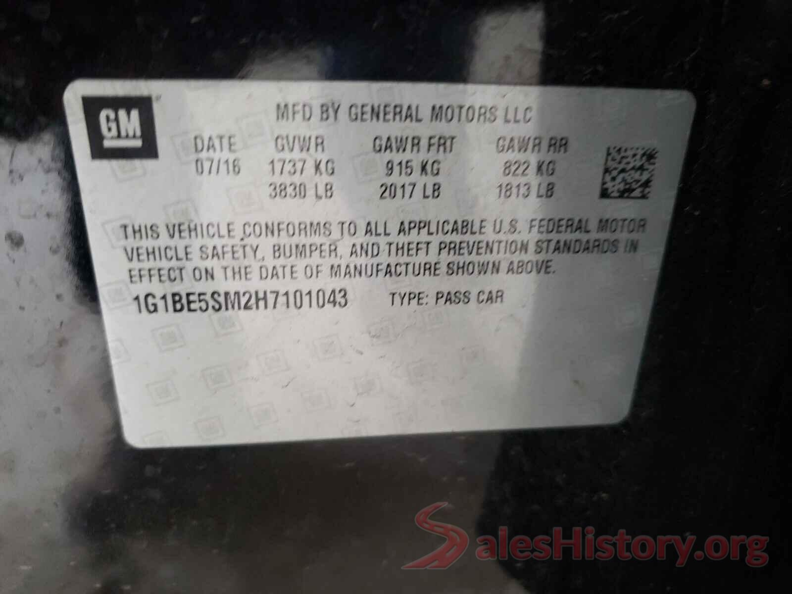 1G1BE5SM2H7101043 2017 CHEVROLET CRUZE