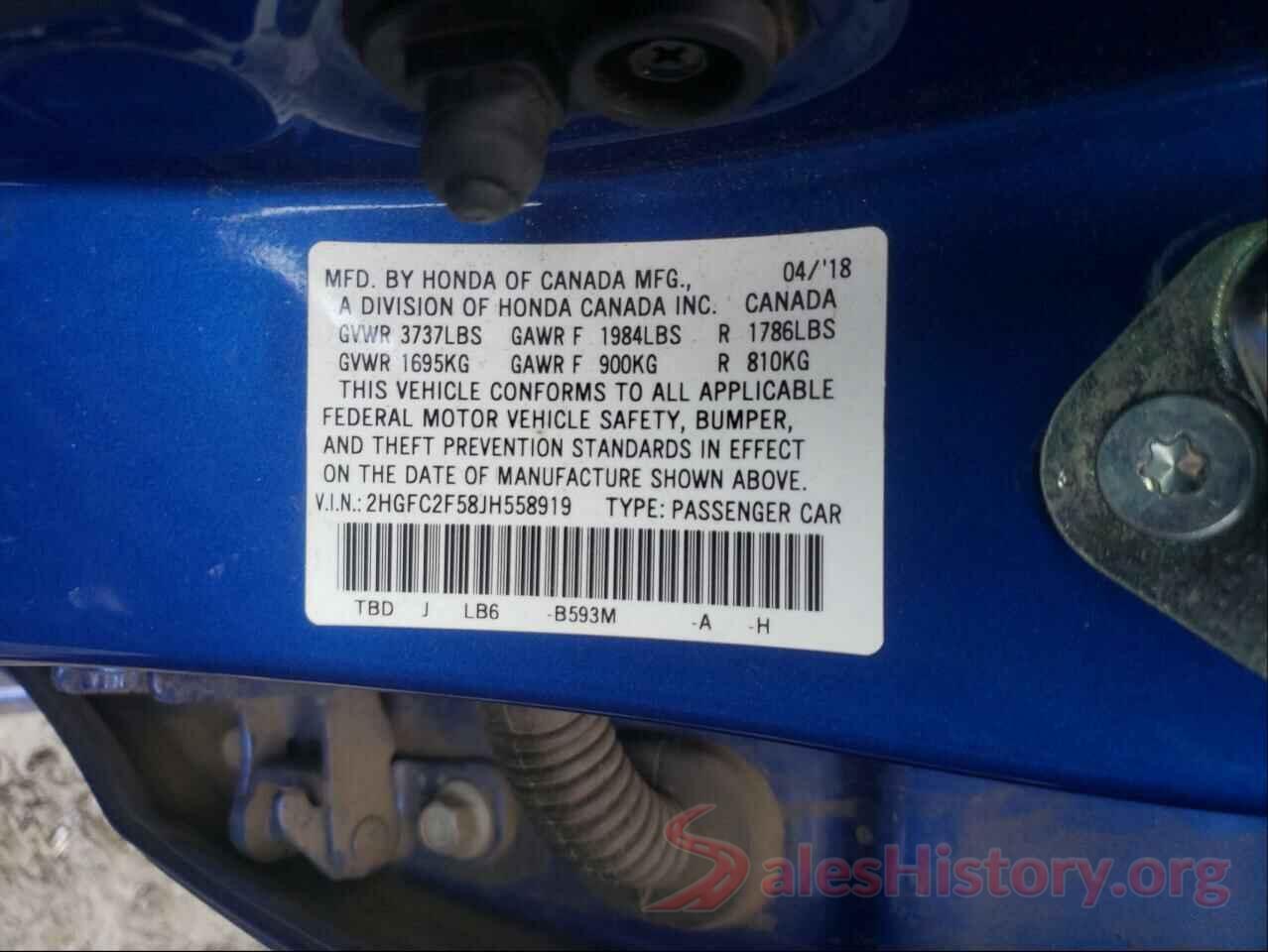 2HGFC2F58JH558919 2018 HONDA CIVIC