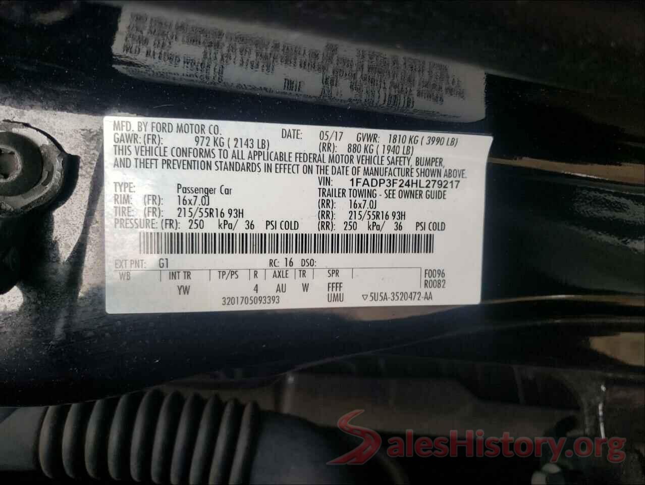 1FADP3F24HL279217 2017 FORD FOCUS