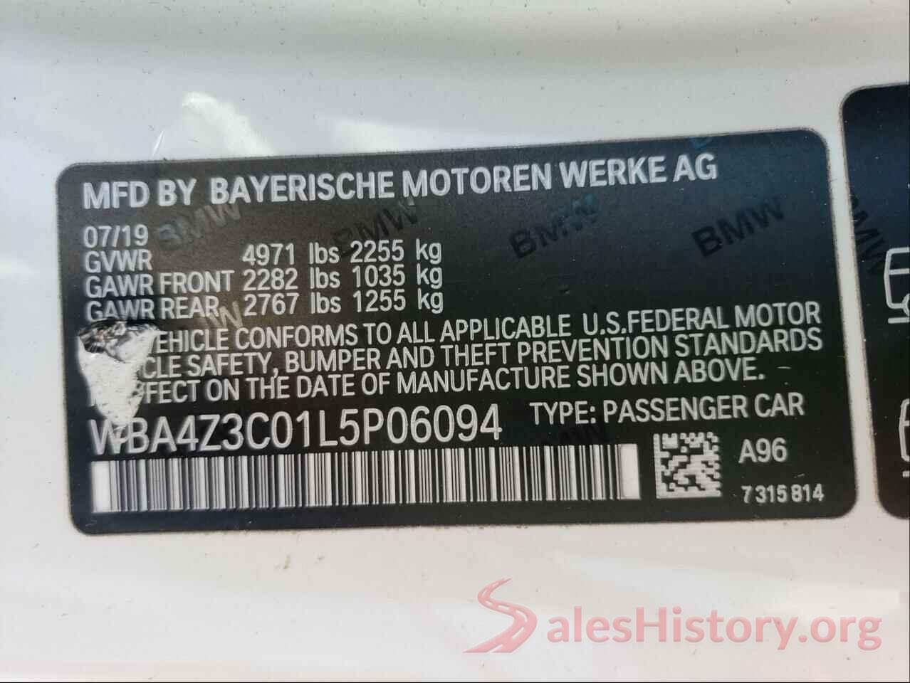 WBA4Z3C01L5P06094 2020 BMW 4 SERIES