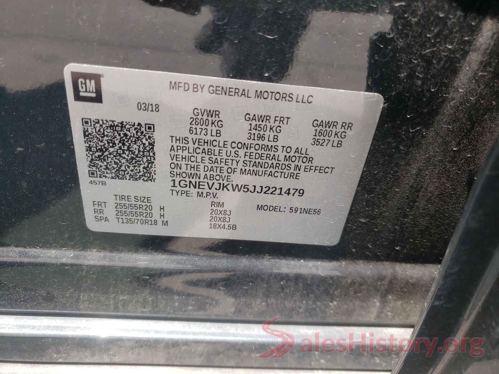 1GNEVJKW5JJ221479 2018 CHEVROLET TRAVERSE