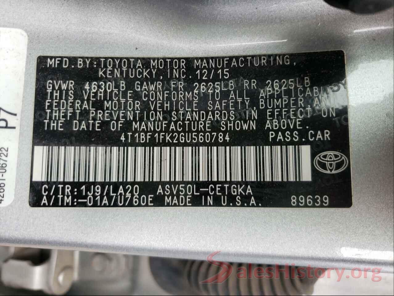 4T1BF1FK2GU560784 2016 TOYOTA CAMRY