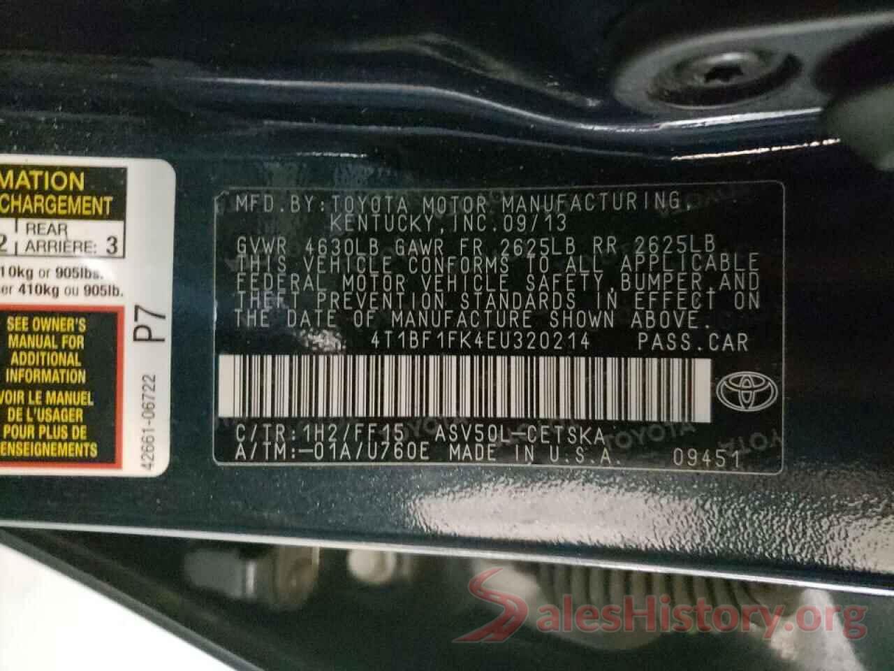 4T1BF1FK4EU320214 2014 TOYOTA CAMRY