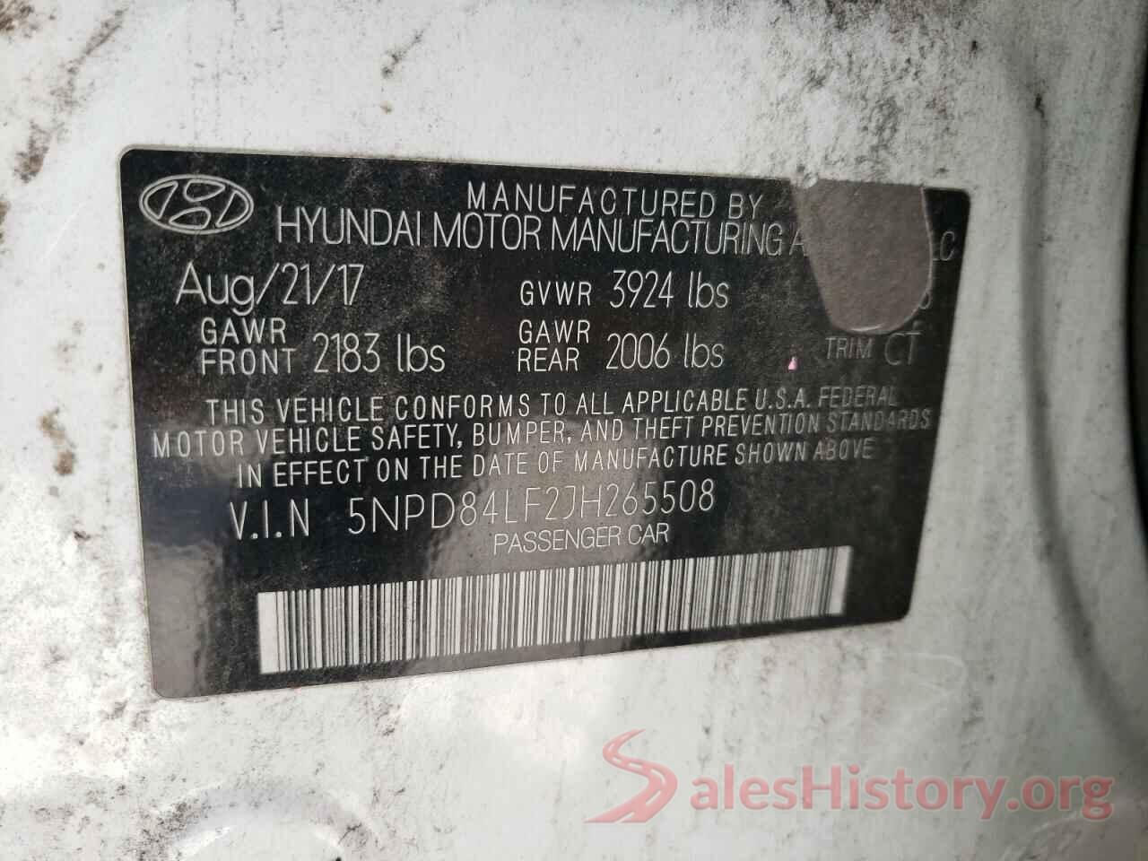 5NPD84LF2JH265508 2018 HYUNDAI ELANTRA