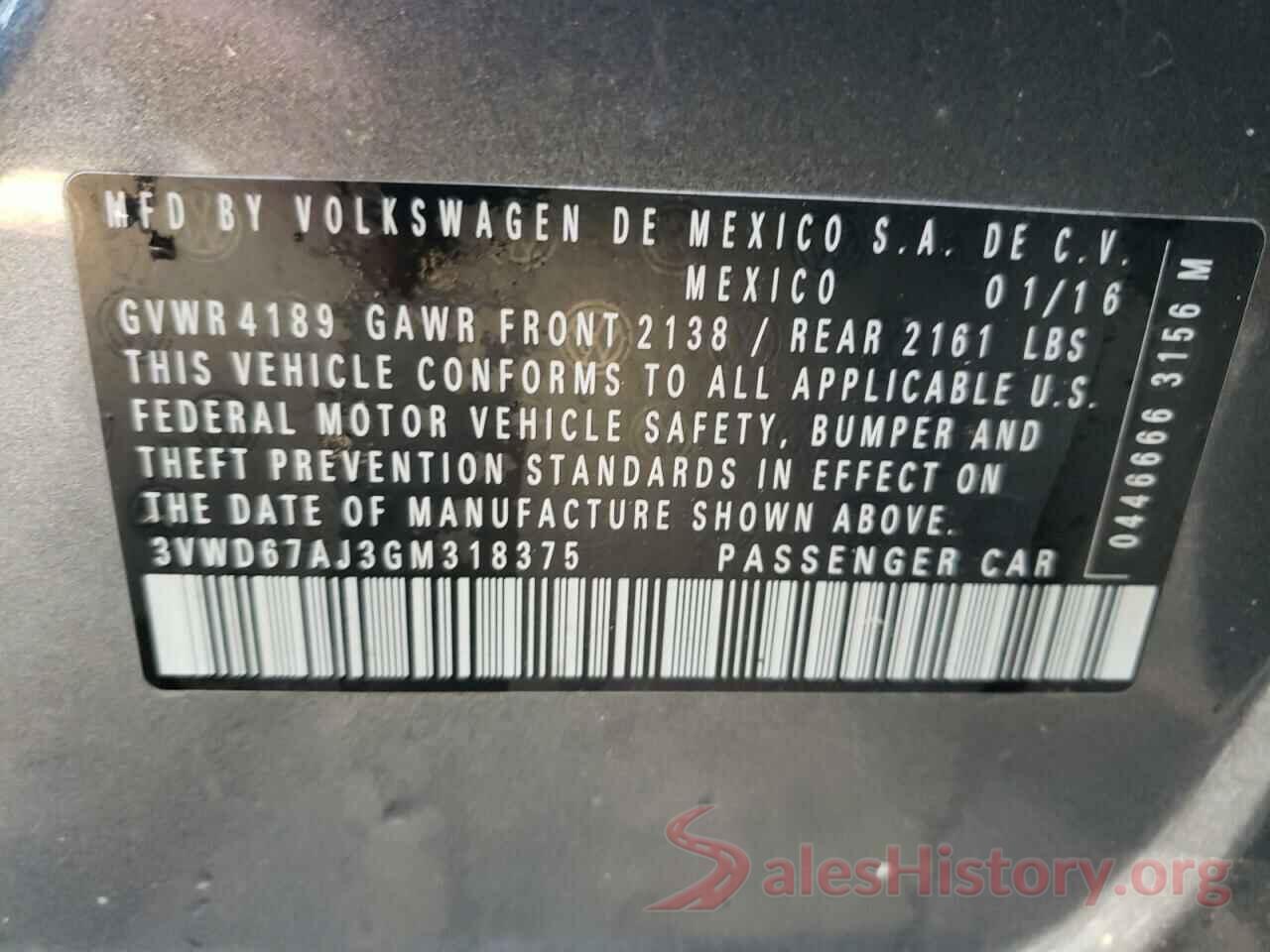 3VWD67AJ3GM318375 2016 VOLKSWAGEN JETTA