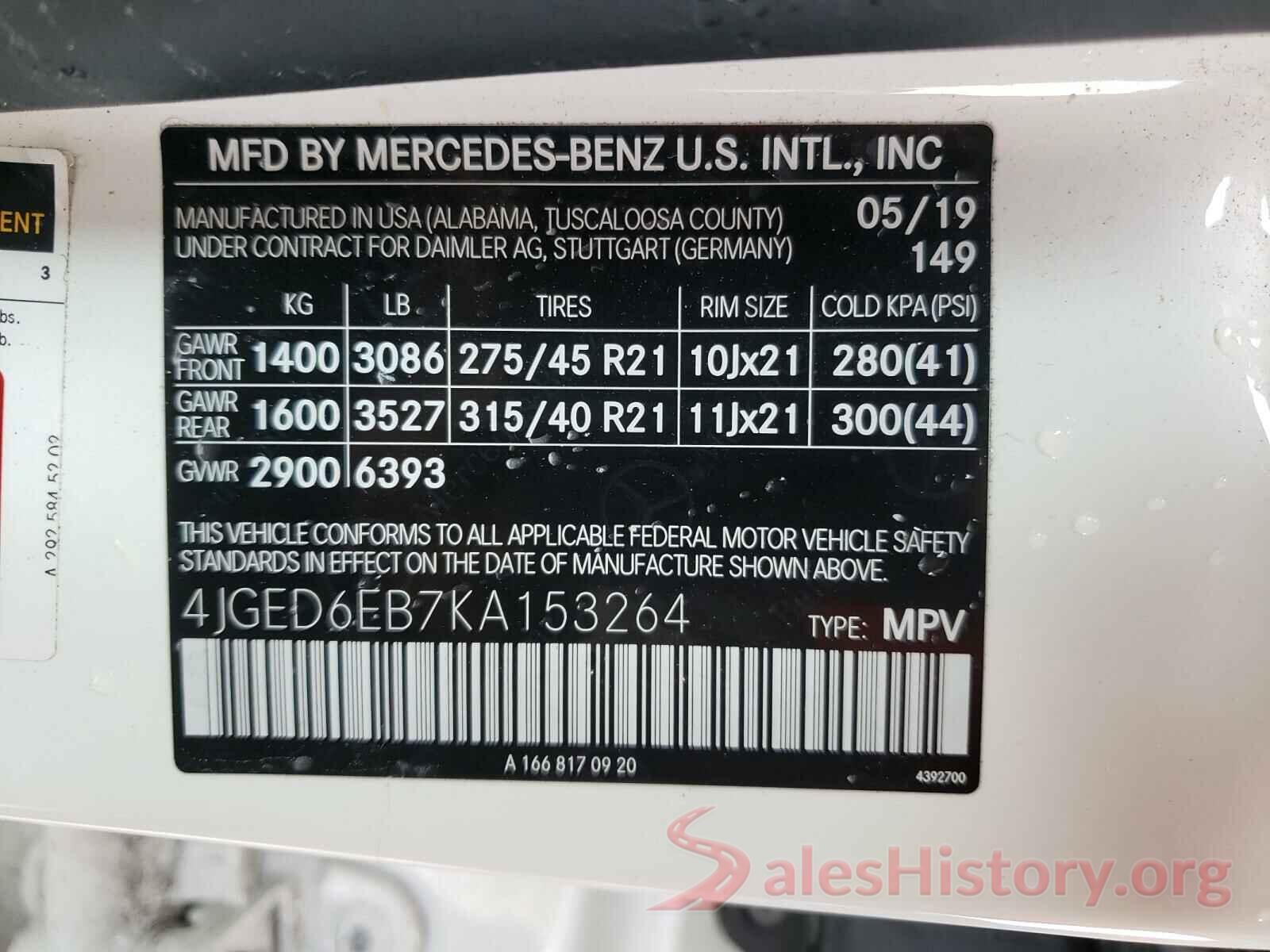 4JGED6EB7KA153264 2019 MERCEDES-BENZ G CLASS