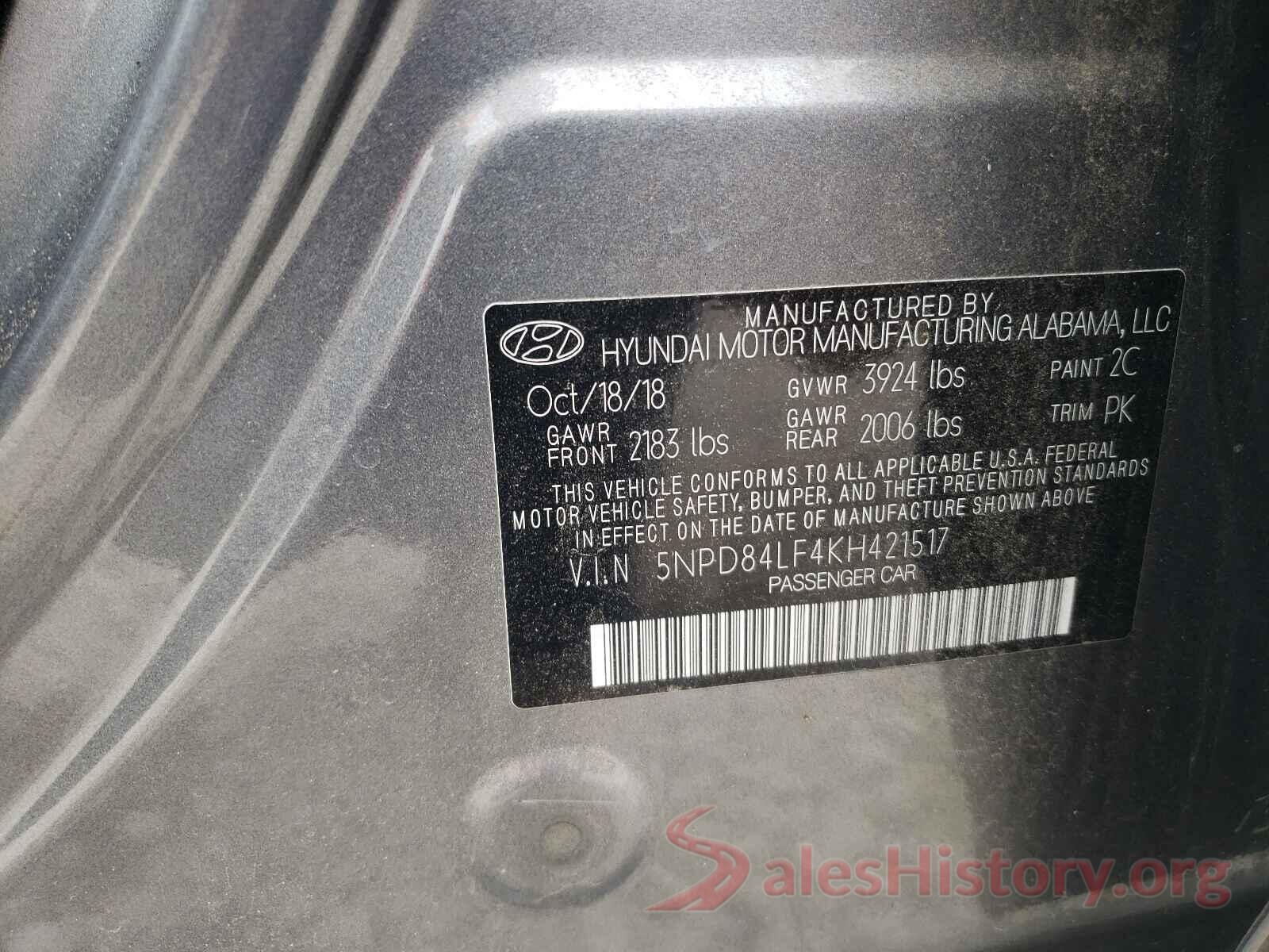 5NPD84LF4KH421517 2019 HYUNDAI ELANTRA