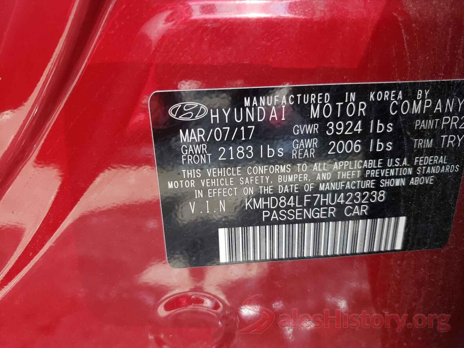 KMHD84LF7HU423238 2017 HYUNDAI ELANTRA