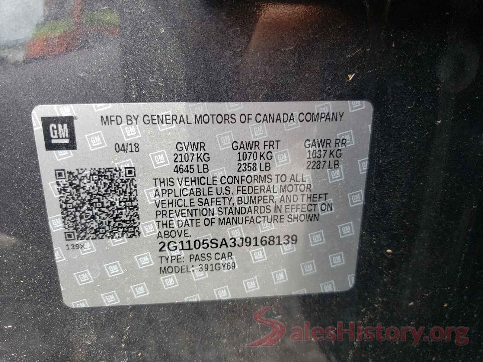 2G1105SA3J9168139 2018 CHEVROLET IMPALA