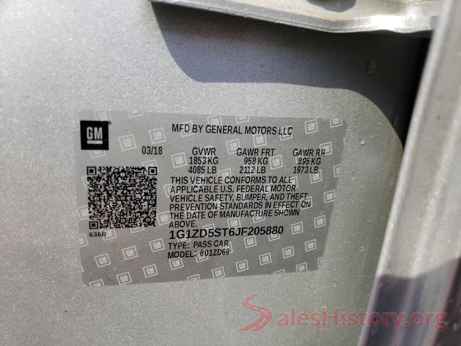 1G1ZD5ST6JF205880 2018 CHEVROLET MALIBU