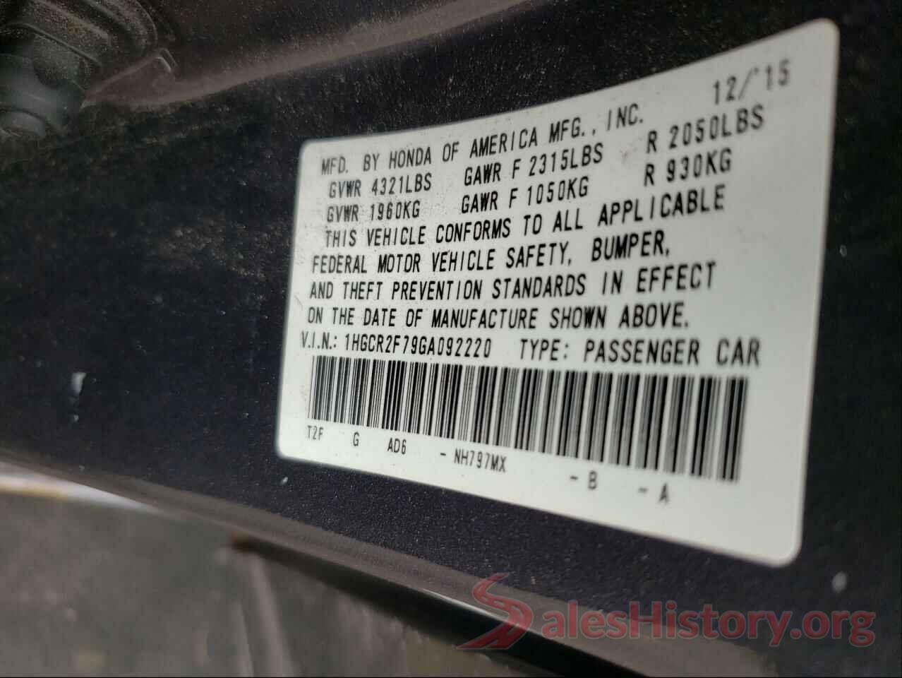 1HGCR2F79GA092220 2016 HONDA ACCORD