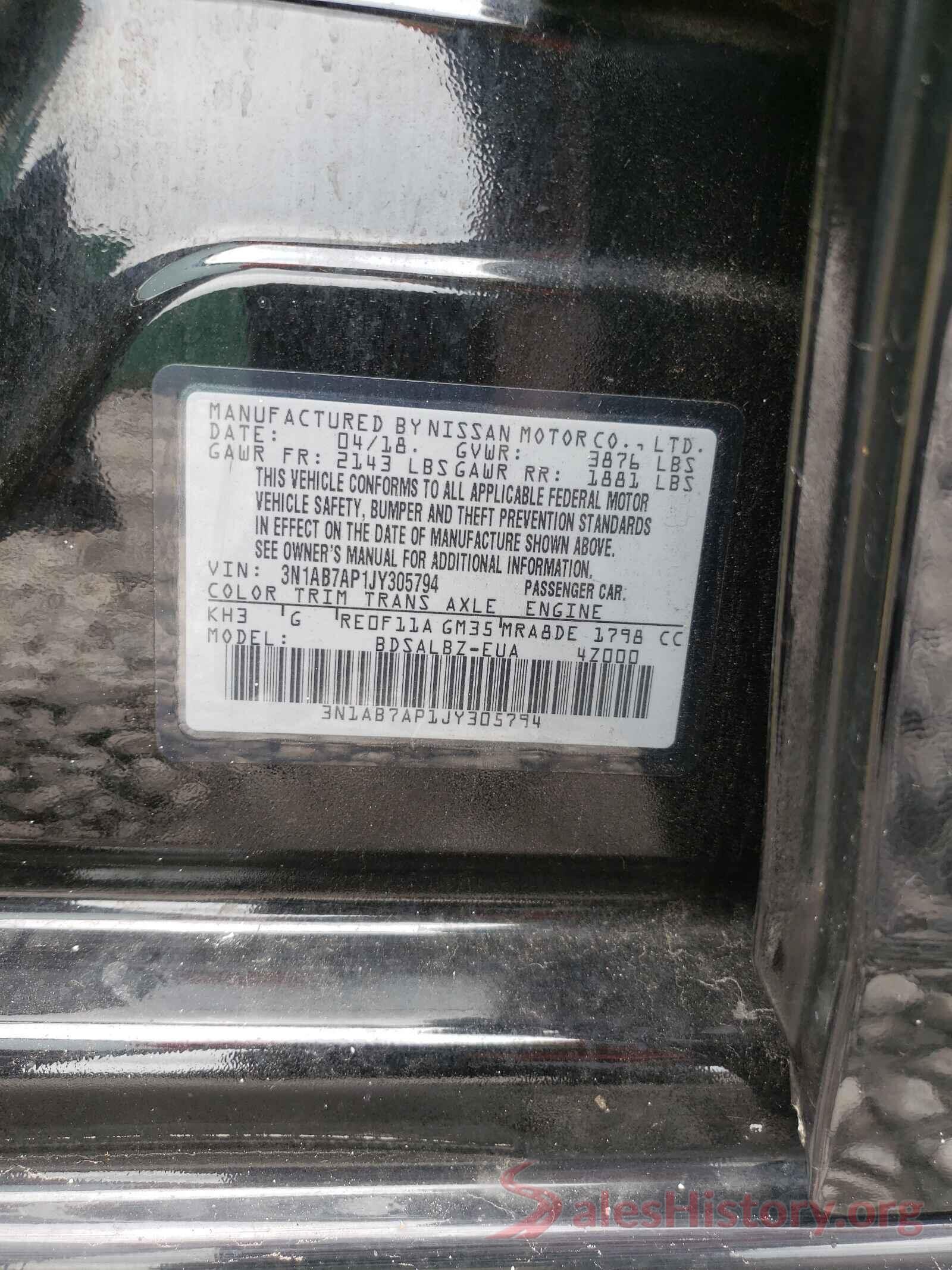 3N1AB7AP1JY305794 2018 NISSAN SENTRA