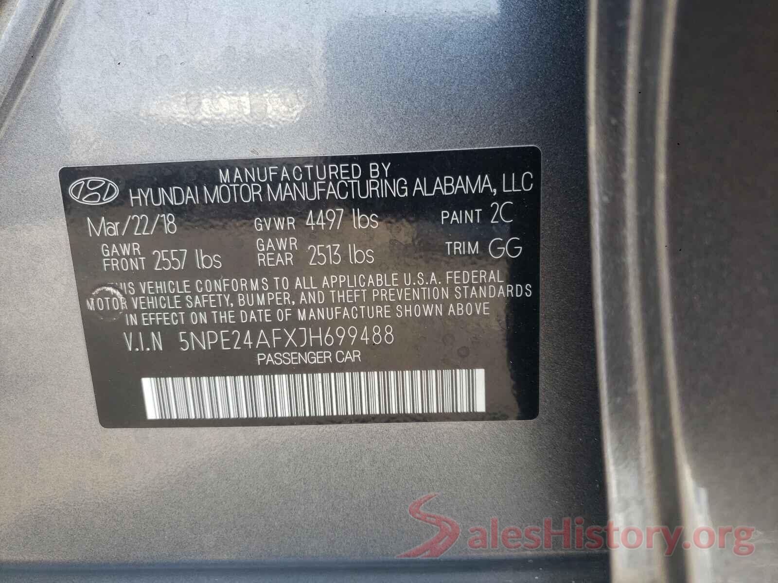 5NPE24AFXJH699488 2018 HYUNDAI SONATA