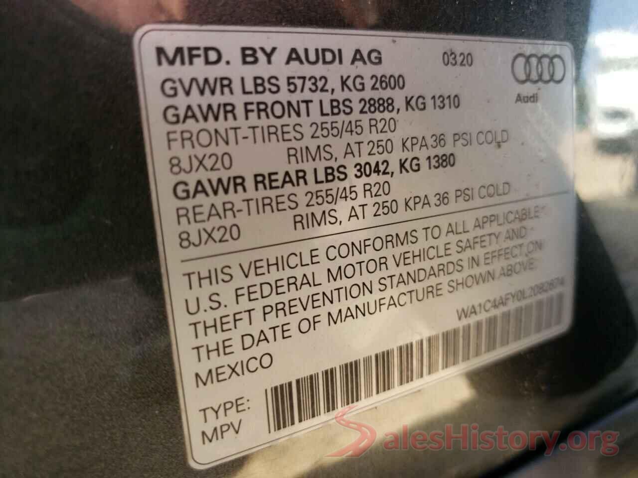 WA1C4AFY0L2082674 2020 AUDI SQ5