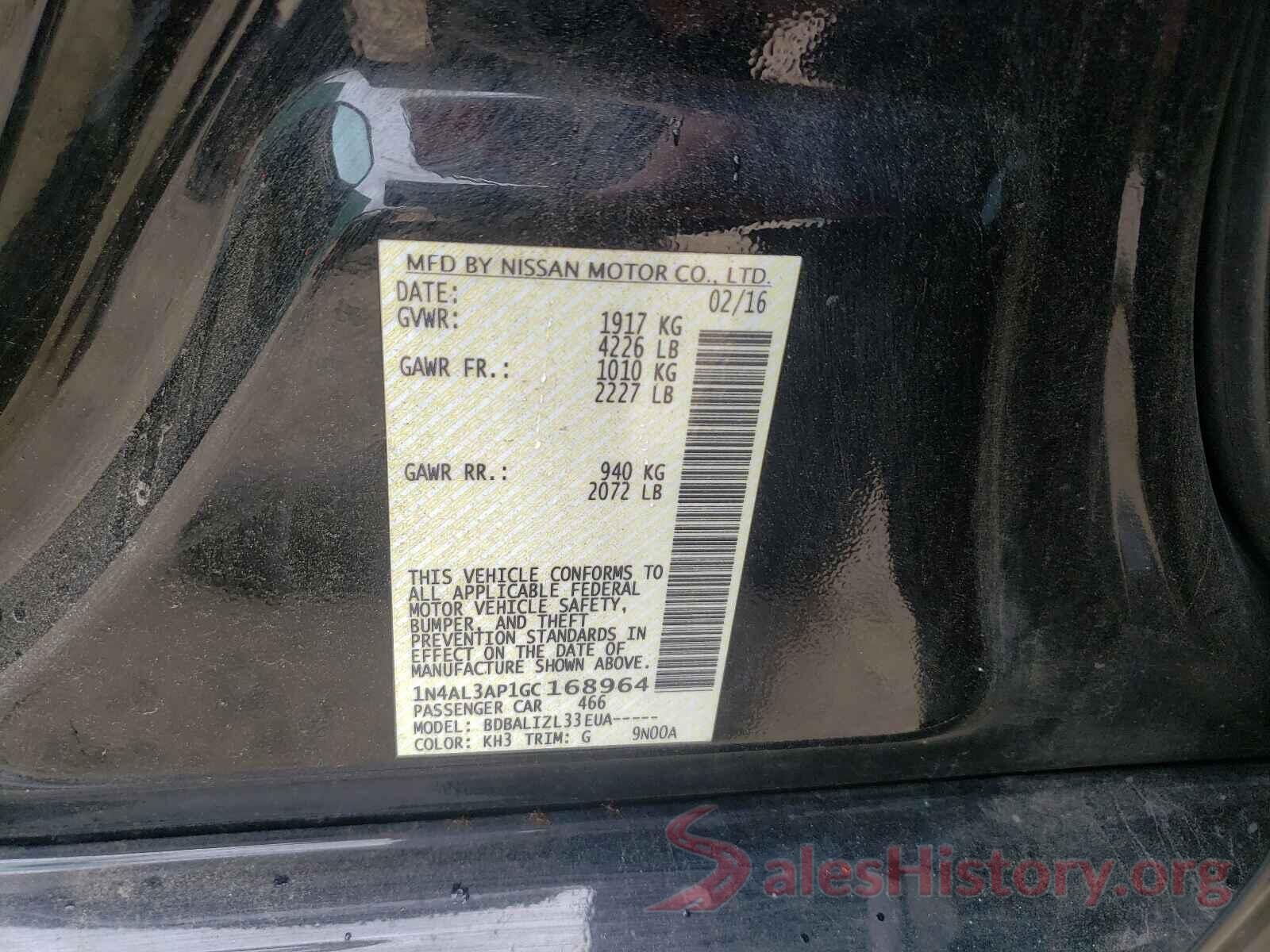 1N4AL3AP1GC168964 2016 NISSAN ALTIMA