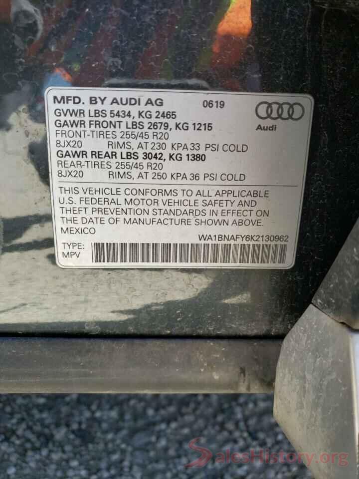 WA1BNAFY6K2130962 2019 AUDI Q5