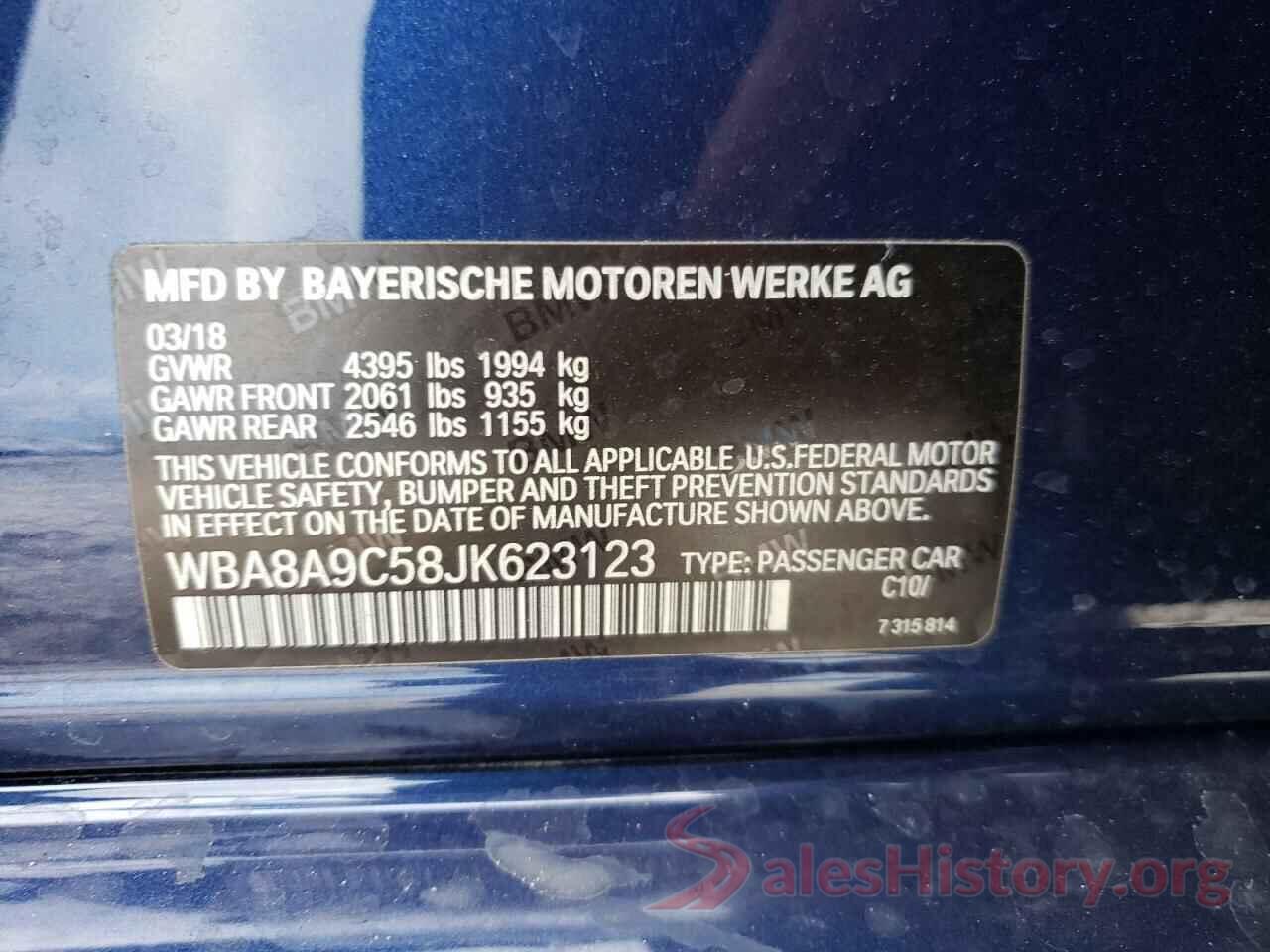 WBA8A9C58JK623123 2018 BMW 3 SERIES