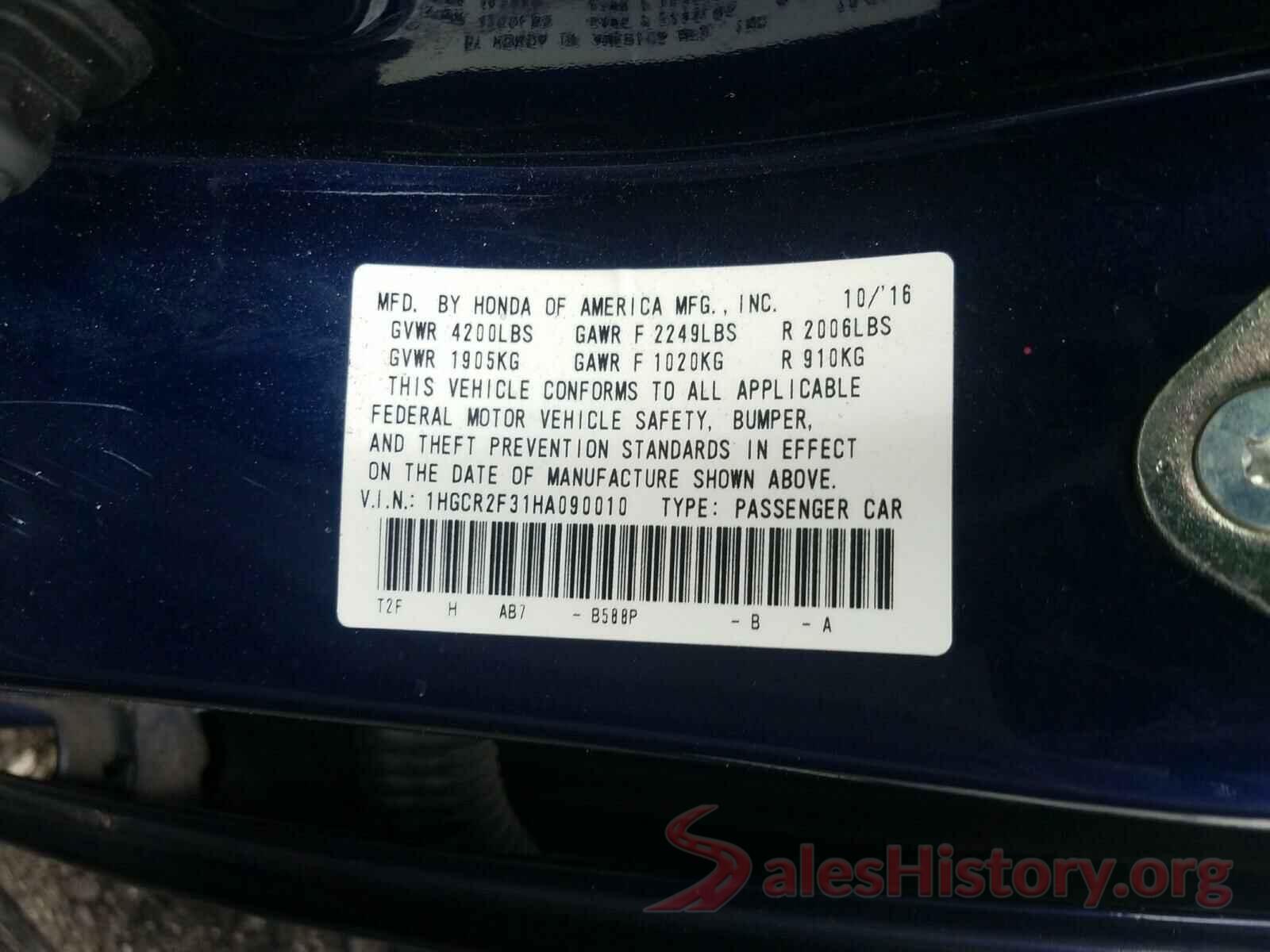 1HGCR2F31HA090010 2017 HONDA ACCORD