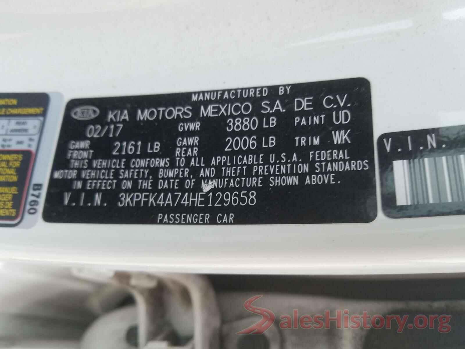 3KPFK4A74HE129658 2017 KIA FORTE