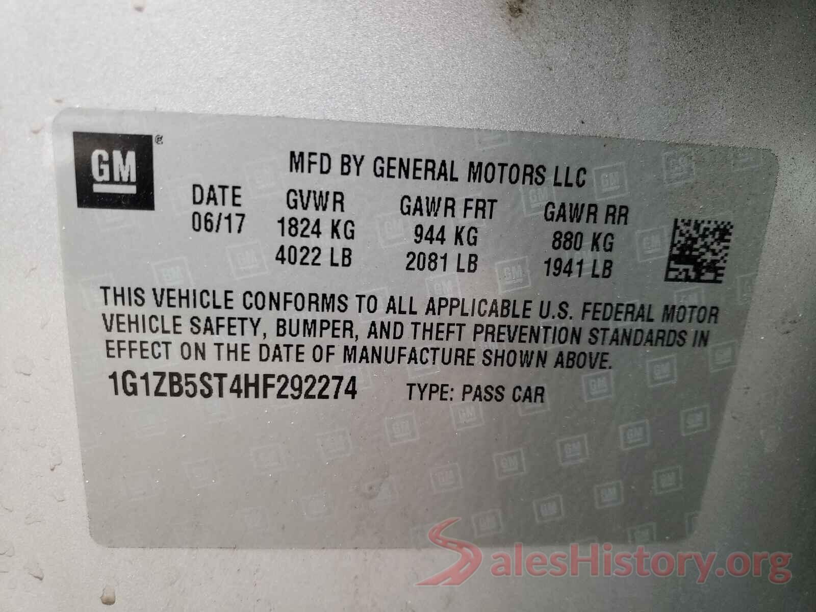 1G1ZB5ST4HF292274 2017 CHEVROLET MALIBU