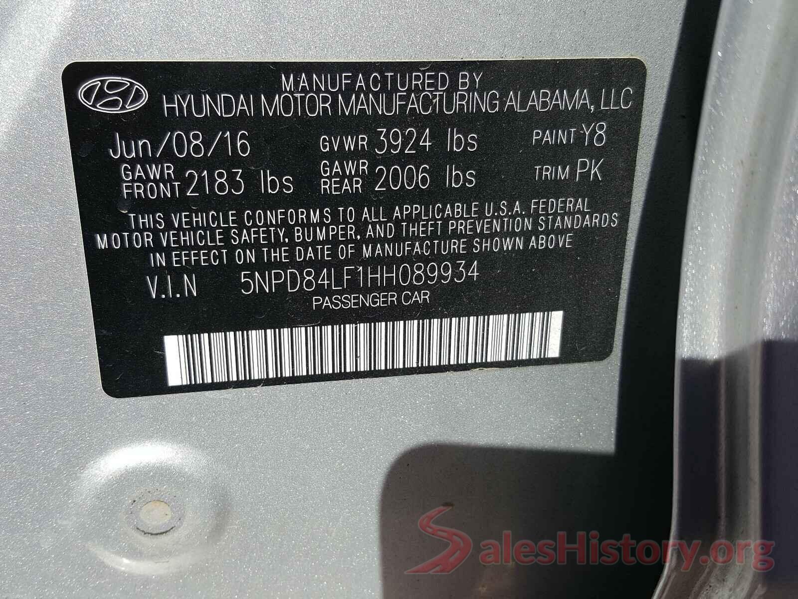 5NPD84LF1HH089934 2017 HYUNDAI ELANTRA