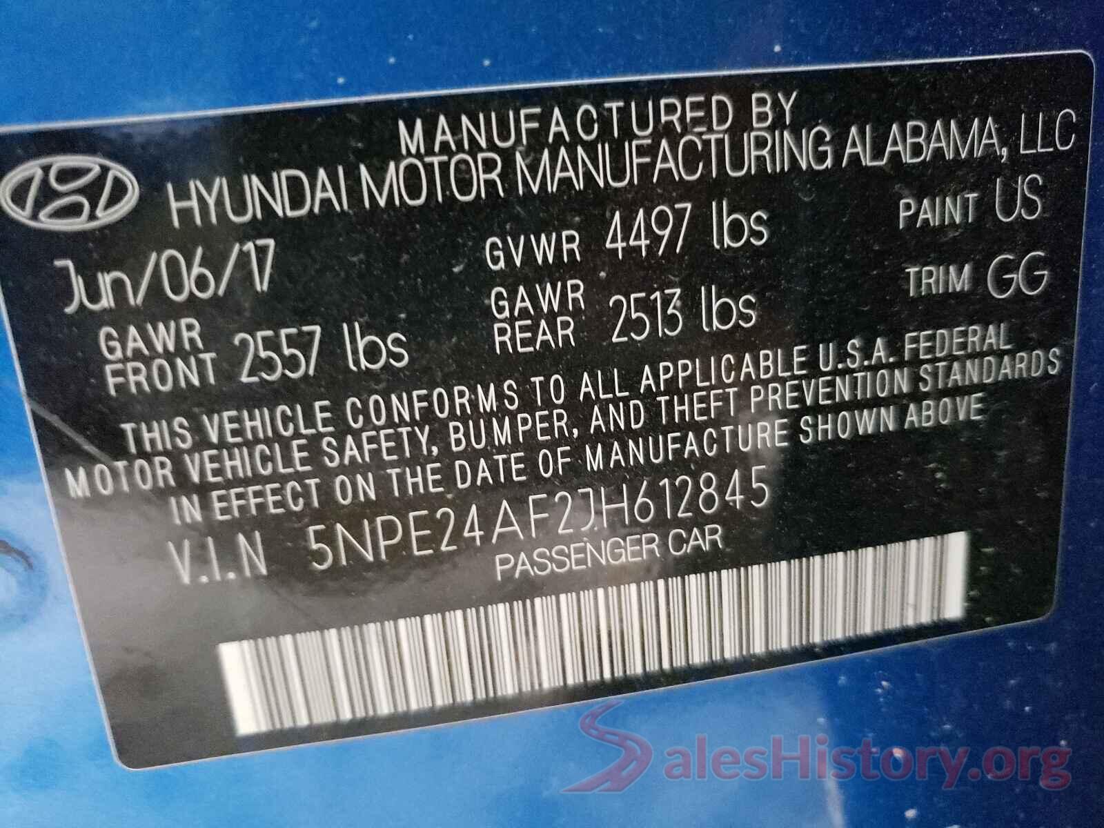 5NPE24AF2JH612845 2018 HYUNDAI SONATA