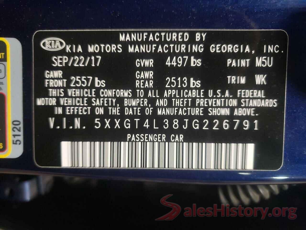 5XXGT4L38JG226791 2018 KIA OPTIMA