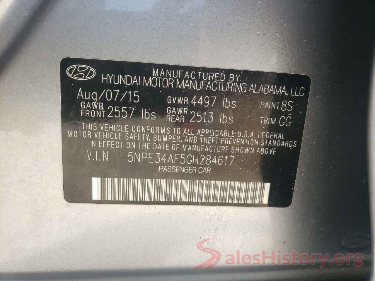 5NPE34AF5GH284617 2016 HYUNDAI SONATA