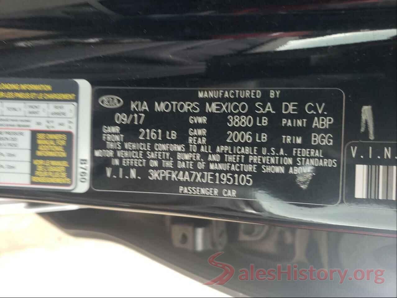 3KPFK4A7XJE195105 2018 KIA FORTE