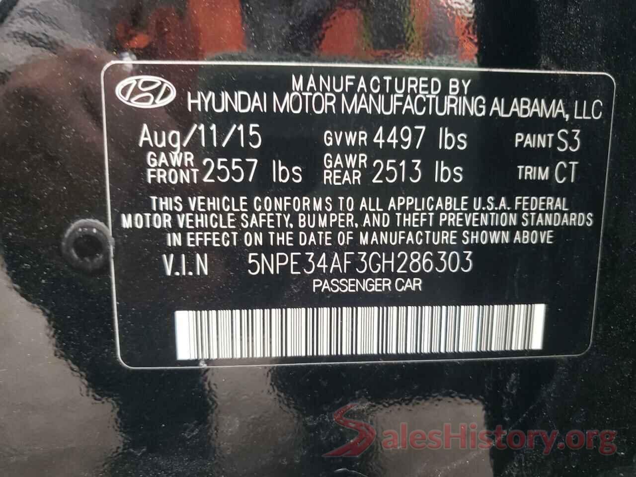 5NPE34AF3GH286303 2016 HYUNDAI SONATA