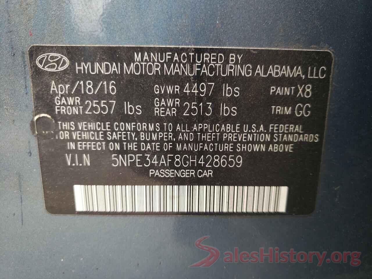 5NPE34AF8GH428659 2016 HYUNDAI SONATA