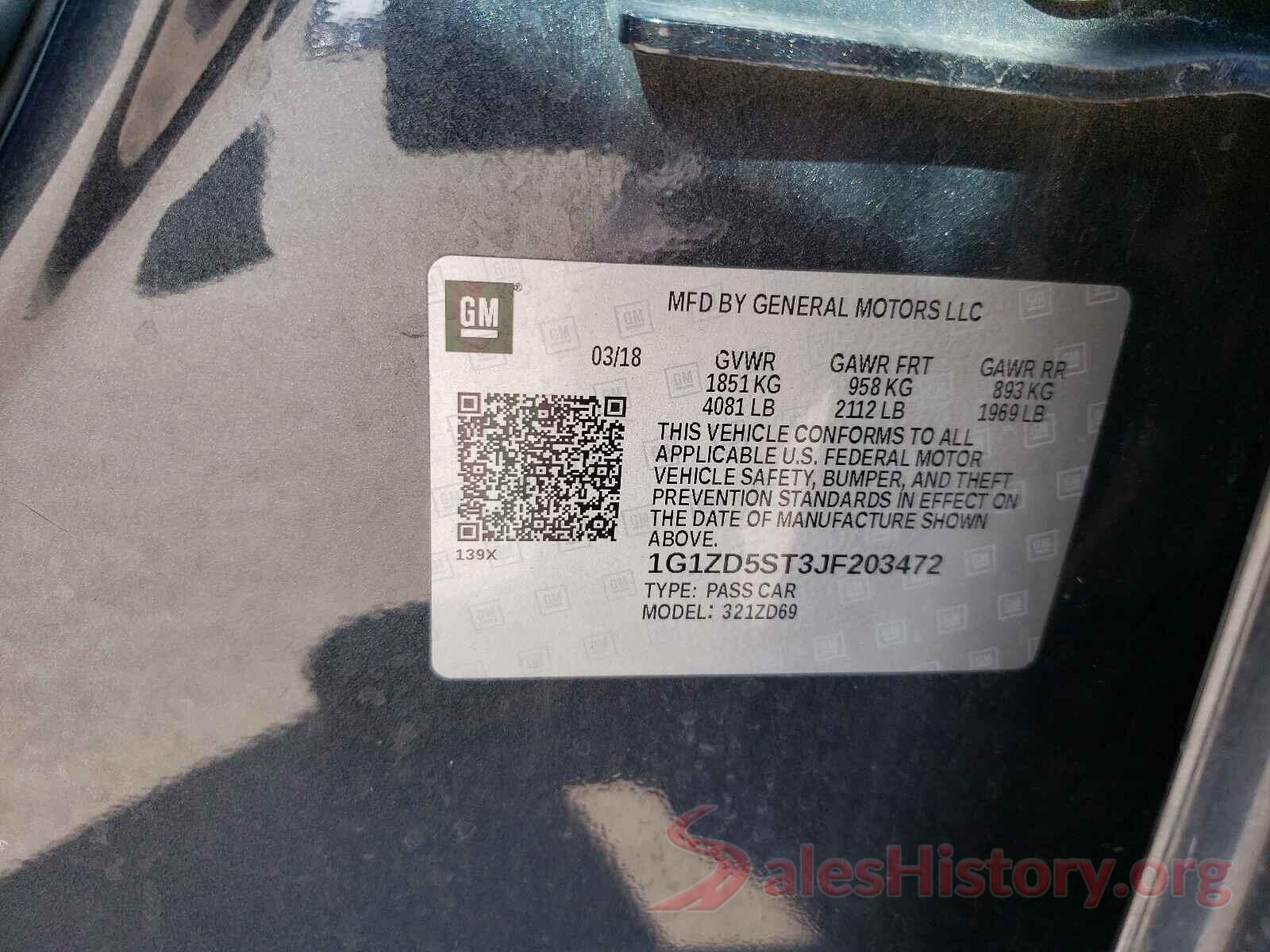 1G1ZD5ST3JF203472 2018 CHEVROLET MALIBU