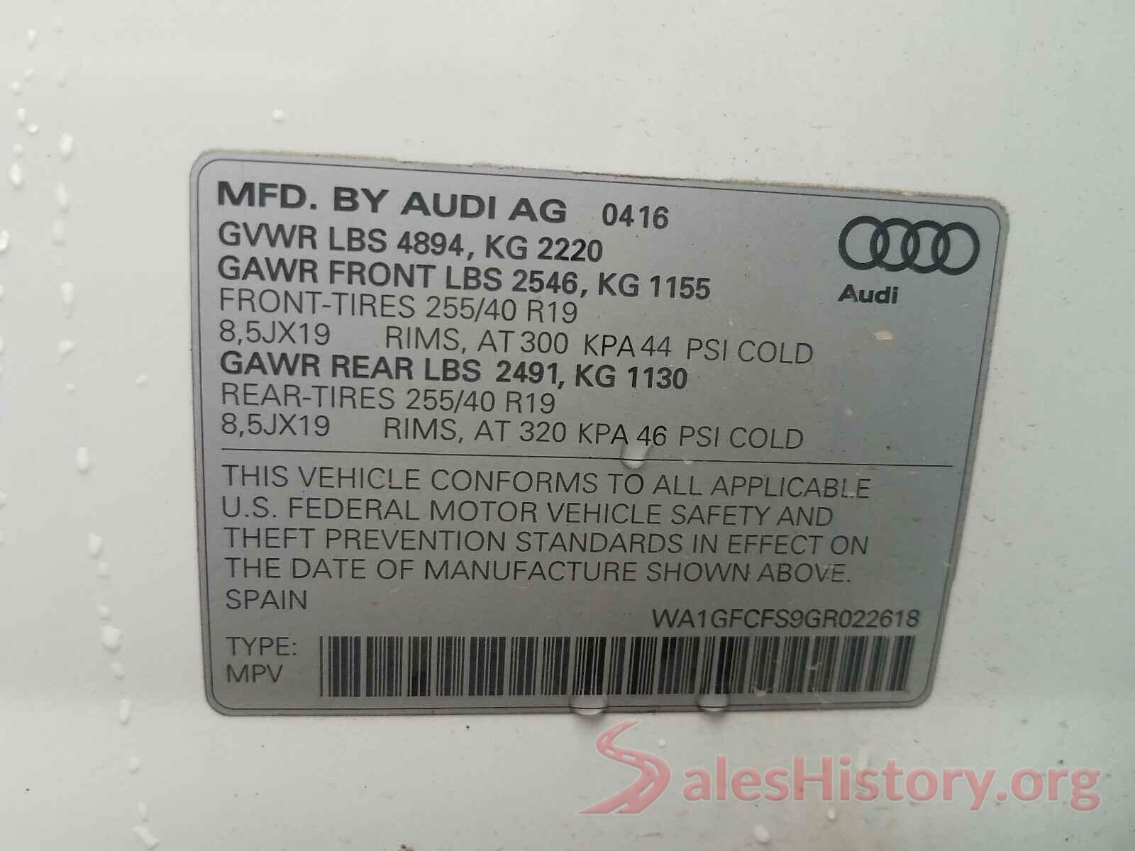 WA1GFCFS9GR022618 2016 AUDI Q3