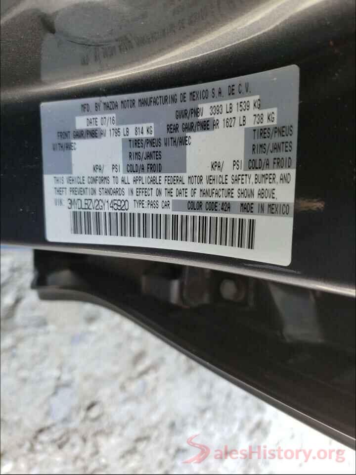 3MYDLBZV2GY145920 2016 TOYOTA SCION