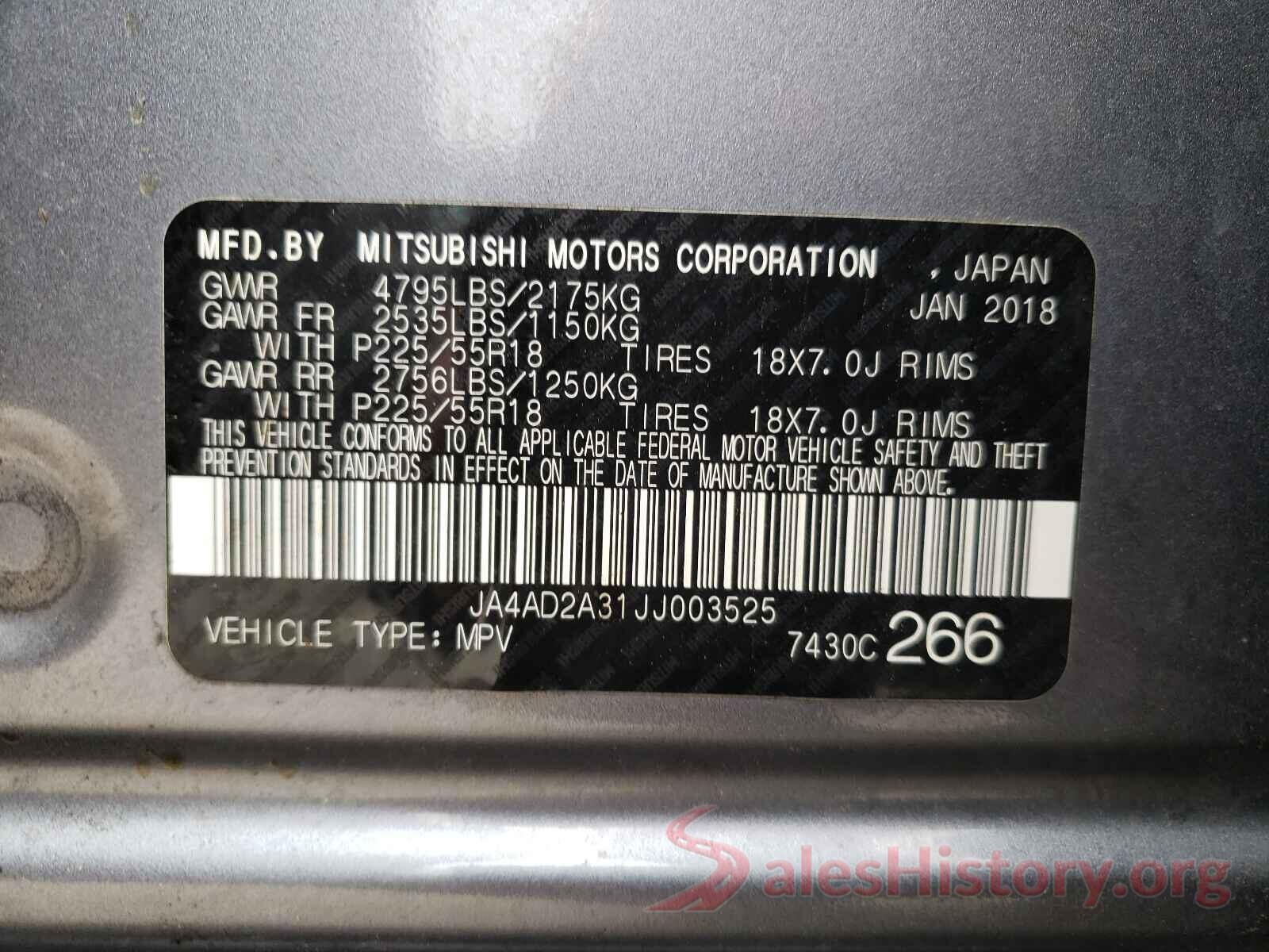 JA4AD2A31JJ003525 2018 MITSUBISHI OUTLANDER